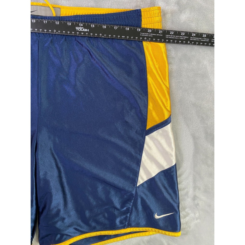 Nike Basketball Shorts Mens XL Navy Yellow Reversible Dazzle Mesh Athletic Retro - Picture 5 of 13